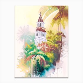 Santa Teresa Costa Rica Watercolour Pastel Tropical Destination Canvas Print