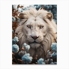 Floral white lion Canvas Print