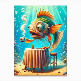 Fish At The Table Canvas Print