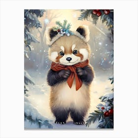 Red Panda Christmas 1 Canvas Print