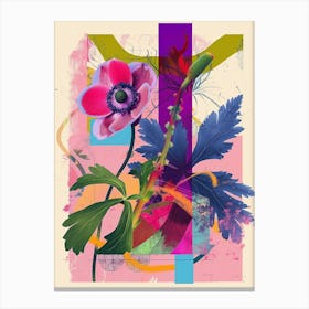 Anemone 4 Neon Flower Collage Canvas Print