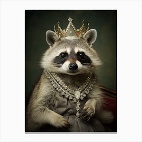 Vintage Portrait Of A Cozumel Raccoon Wearing A Crown 3 Canvas Print