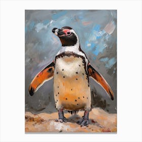 African Penguin Livingston Island Oil Painting 1 Canvas Print