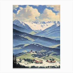 Skiwelt Wilder Kaiser Brixental, Austria Ski Resort Vintage Landscape 2 Skiing Poster Canvas Print