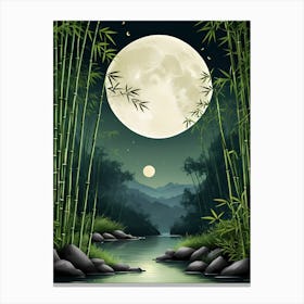 Full Moon In The Bamboo Forest Canvas Print