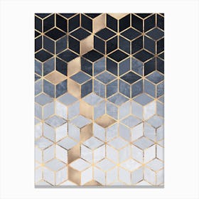 Soft Blue Gradient Cubes Canvas Print