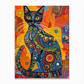 Kitsch Colourful Cat Portrait 3 Canvas Print