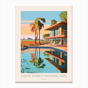 Lower Zambezi, Zambia 3 Midcentury Modern Pool Poster Canvas Print