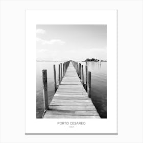 Poster Of Porto Cesareo, Italy, Black And White Photo 1 Canvas Print