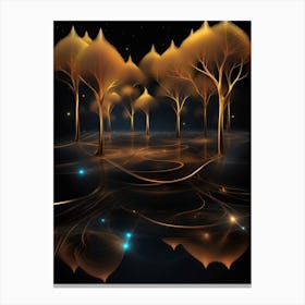 Golden Trees In The Night 1 Canvas Print
