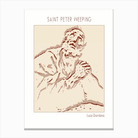 Line Art Minimalist – Saint Peter Weeping – Luca Giordano – Classic Painting 1 Canvas Print