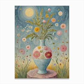 Whimsical Flowers In A Vase Canvas Print