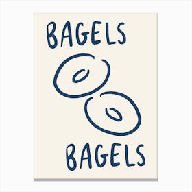 Bagel's Bagels blue and cream kitchen Canvas Print