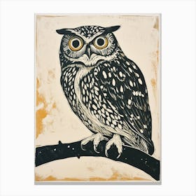 Burmese Fish Owl Linocut Blockprint 2 Canvas Print