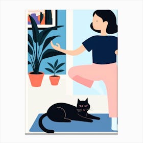 Yoga With Cat 2 Canvas Print