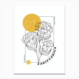 Sagittarius Birth Flower & Zodiac Sign Canvas Print