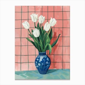 Tulips In A Blue Vase 1 Canvas Print