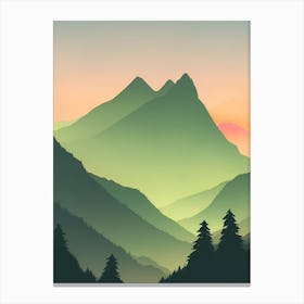 Misty Mountains Vertical Composition In Green Tone 18 Canvas Print