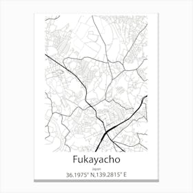 Fukayacho,Japan Minimalist Map Canvas Print