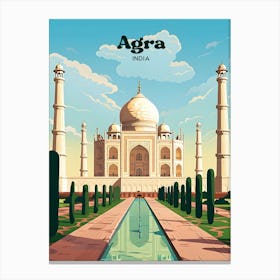 Agra Taj Mahal Travel Illustration Canvas Print
