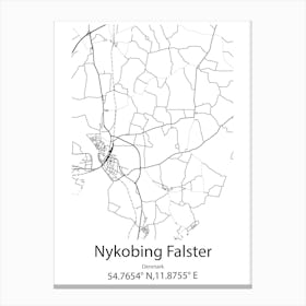 Nykobing Falster,Denmark Minimalist Map Canvas Print