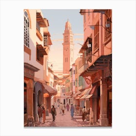 Casablanca Morocco 1 Vintage Pink Travel Illustration Canvas Print