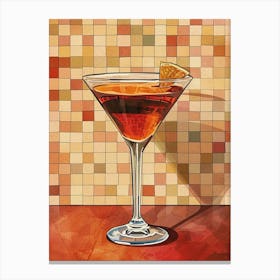Cocktail In A Martini Glass On A Tiled Background 2 Canvas Print