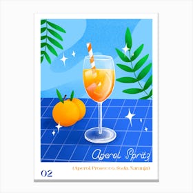 Aperol Spritz Orange & Blue - Aperol, Spritz, Aperol spritz, Cocktail, Orange Canvas Print