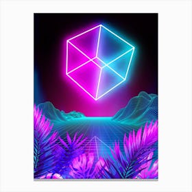 Neon landscape: Synth Cube [synthwave/vaporwave/cyberpunk] — aesthetic retrowave neon poster Canvas Print