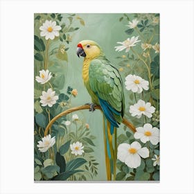 Parrot Amongst White Flowers Toile