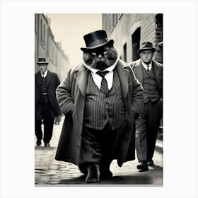 Vintage Cat In A Suit Canvas Print