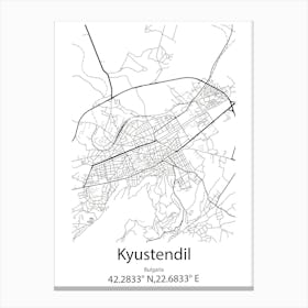 Kyustendil,Bulgaria Minimalist Map Canvas Print