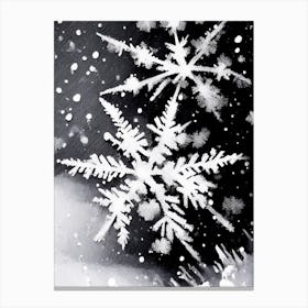 Nature, Snowflakes, Black & White 1 Canvas Print