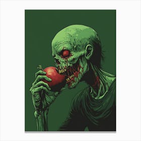 Scary Zombie Eating An Apple 4 Canvas Print