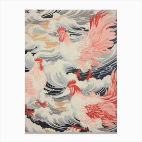 Vintage Japanese Inspired Bird Print Rooster 2 Canvas Print