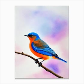 Eastern Bluebird 2 Watercolour Bird Canvas Print