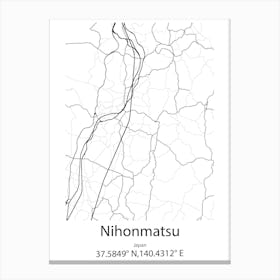 Nihonmatsu,Japan Minimalist Map Canvas Print