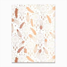 Western Faux Copper Metallic Gradient Dreamcatchers and Feathers Canvas Print