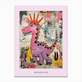 Abstract Dinosaur Pink Lilac Graffiti Brushstroke Poster Canvas Print