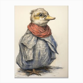 Storybook Animal Watercolour Duck 1 Canvas Print