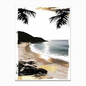 Beach Scene With Palm Trees 1 Canvas Print