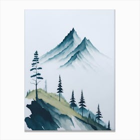 Mountain And Forest In Minimalist Watercolor Vertical Composition 24 Canvas Print