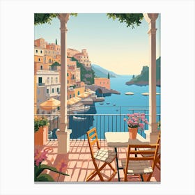 Amalfi Coast, Italy, Graphic Illustration 2 Canvas Print