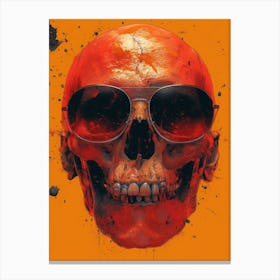 Skull Spectacle: A Frenzied Fusion of Deodato and Mahfood:Skull With Sunglasses 11 Canvas Print