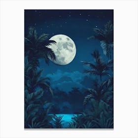 Full Moon In The Jungle 5 Canvas Print