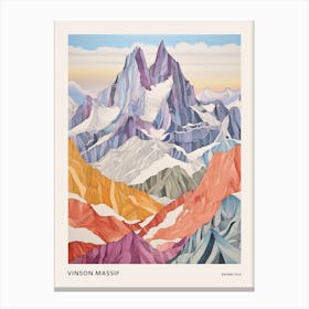 Vinson Massif Antarctica 1 Colourful Mountain Illustration Poster Canvas Print