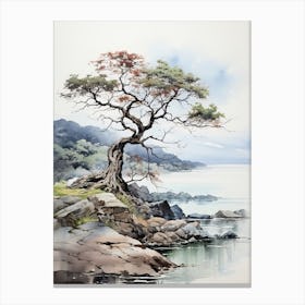 San In Coast In Tottori, Japanese Brush Painting, Ukiyo E, Minimal 4 Canvas Print