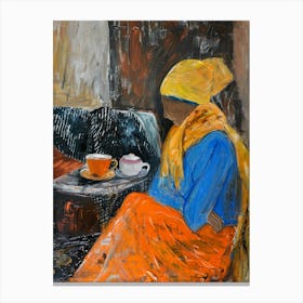 Woman With A Cup Of Tea Canvas Print