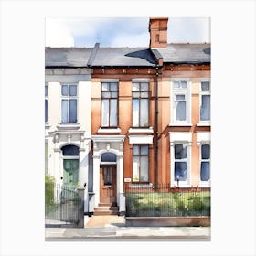 Watercolor Of A British Terraced House Canvas Print