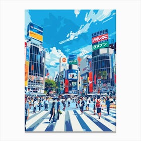 Shibuya Crossing Tokyo 1 Colourful Illustration Canvas Print